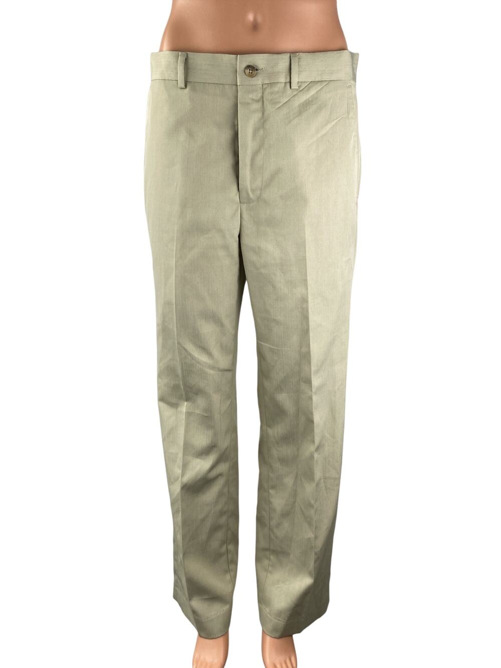 Perry Ellis Women's Beige High Rise Straight Wide Leg Trousers Dress Pants 30